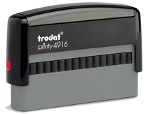 Sometimes you only need to write your name or company name in a single line. Notaries use this for commission expiration dates when law requires it to be a separate stamp. In this case the Trodat Printy 4916 is the ideal choice.