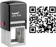 Get your very own QR Code stamp.  Coding can indicate a phone number, website address, You Tube url, Face Book page or SMS.  Stamp is 1 1/2 x 1 1/2 and QR Code is readable by any software equipped smart phone.