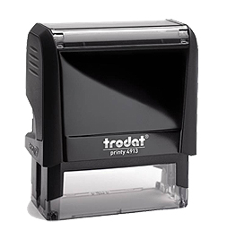 The 4913 is the best seller of the Trodat Printy line. It can be used for all the applications covered by its smaller siblings with the advantage of adding more lines of text or enlarging the font size to improve clarity.